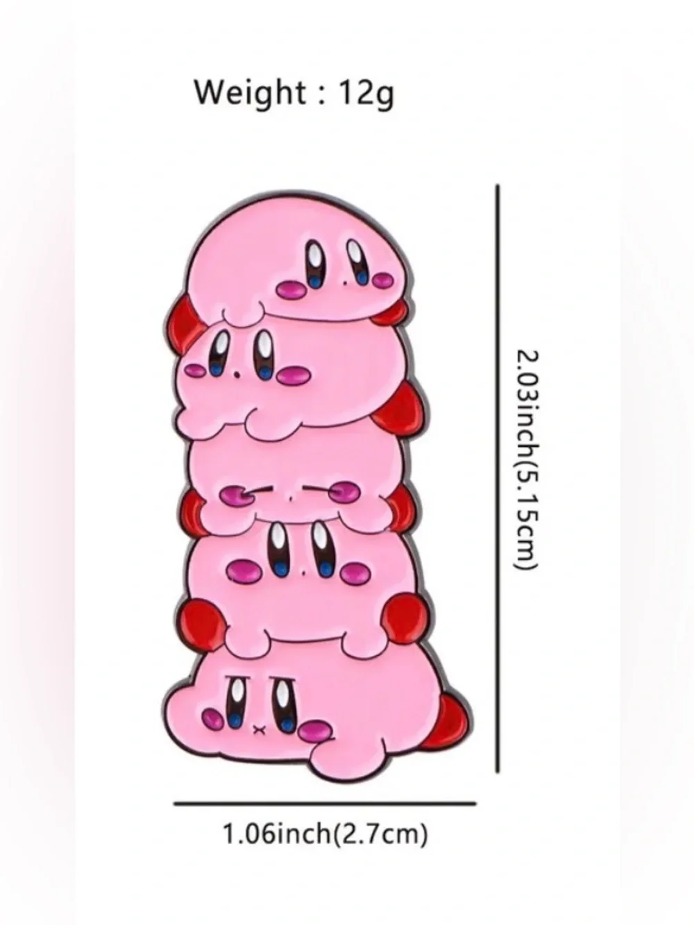 Kirby Stack Enamel Pin – Cute Pink Kirby Character Tower Lapel Pin